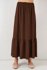 1886 Uzun Örme Etek - Kahverengi