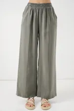 Kadın Beli Lastikli Bol Paça Pantolon 30087 - Gri