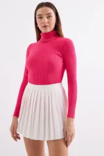 Pull à col roulé en maille 10311 - Fuchsia