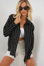 3900 Oversize Uzun Basic Gömlek - C. Siyah