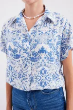 3711 Yarım Kol Gömlek - D.Mavi