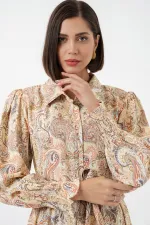 Robe hijab ceinturée pour femme 2589 - Jaune