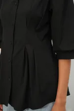 Women's Long Waist-Fitting Shirt 20383 - Black