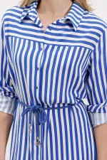 5629 Striped Belted Dress - Saxe