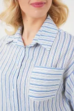 Women's Striped Crop Shirt 20342 - Blue