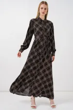 Kadın Boydan Düğmeli Uzun Tesettür Elbise 2588 - Siyah