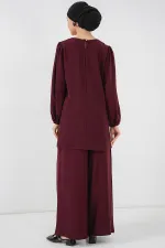 Ayrobin Tunic Trousers Top and Bottom Set 6712 - Claret Red