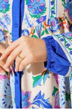 Robe hijab à motifs authentiques 2423 - Bleu marine