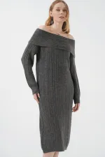 Robe en maille oversize à col Madonna 15920 - Anthracite