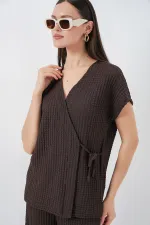 Kadın Örme İkili Takım 30064 - Kahverengi