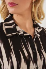 T-shirt court à manches courtes à motifs pour femme 20337 - Noir