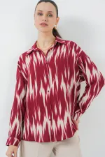 Chemise oversize à motifs pour femme 20301 - Rouge