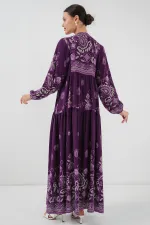 Robe hijab authentique à motifs 2423 - Violet clair