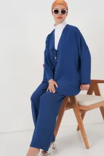 Ensemble deux pièces pantalon et kimono Ayrobin pour femme 6739 - Indigo