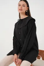 Women's Peter Pan Collar Long Tunic 5967 - Black