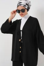 Kadın Ayrobin Kimono Pantolon İkili Takım 6739 - Siyah