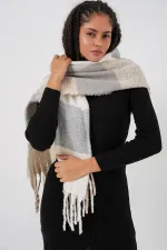 Kadın Yumuşak Dokulu Kalın Şal Atkı 15951 - A.Gri