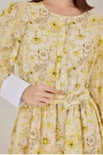 Robe longue ceinturée pour femme 2584 - Jaune