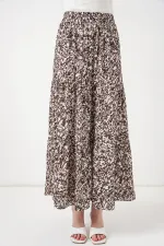 1898 Desenli Uzun Etek - Sütlü Kahve