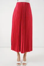 Jupe plissée aspect cuir 8009 - Rouge