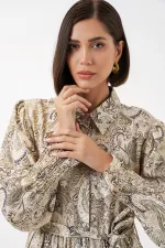 Robe hijab ceinturée pour femme 2589 - Beige