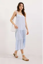 Robe midi à bretelles 2403 - Bleue