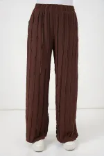 Kadın Dokulu Esnek Örme Pantolon 30077 - Kahverengi