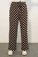 Women's Wide Leg Polka Dot Trousers 30116 - Brown