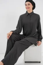 Kadın Örme Tesettür Alt Üst Takım 6711 - Antrasit