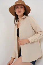 Women's Long Sleeve Basic Shirt 20279 - Beige