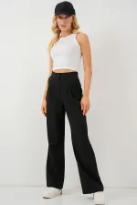 6638 Yüksek Bel Palazzo Pantolon - D. Siyah