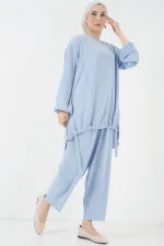 Ensemble deux pièces tunique et pantalon 6682 - Bleu
