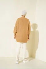 15768 Tesettür Triko Hırka - Vizon