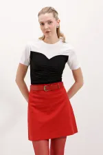 4314 Basic Gathered T-Shirt - Black