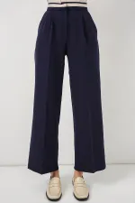 Kadın Geniş Paça Kumaş Pantolon 30088 - Lacivert