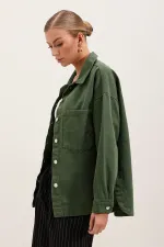 20192 Oversize Gabardine Shirt Jacket - Khaki