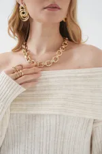 Robe oversize en maille à col Madonna 15920 - Écru