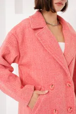 9113 Oversize Wide Cut Wool Long Cashmere Coat - Orange