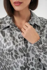 6699 Leopar Desenli Alt Üst Takım - Gri