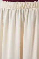 Kadın Uzun Ayrobin Etek 8050 - Krem