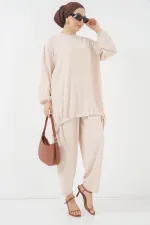 Ensemble deux pièces tunique et pantalon 6682 - Crème