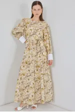 Robe longue ceinturée pour femme 2584 - B.Jaune