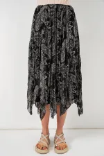 Kadın Asimetrik Tül Şifon Etek 8061 - Siyah