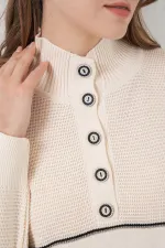 Ensemble deux pièces en maille rayée oversize pour femme 15957 - Écru