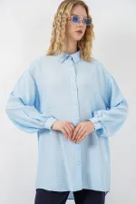 Women's Textured Oversize Tunic 5989 - Blue Women's Textured Oversize Tunic 5989 - Blue