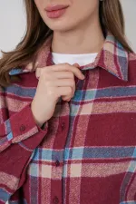 Kadın Ekose Desen Oversize Oduncu Gömlek 3854 A.Kiremit