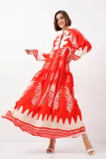 Robe hijab à motifs authentiques 2423 - Taille M, rouge