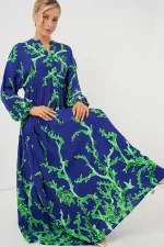 Robe hijab à motifs authentiques 2423 - Violet-vert