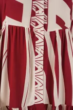 Robe longue hijab à motifs pour femme 2585 - Bordeaux