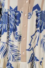 Robe hijab à motifs authentiques 2423 - Bleu marine 8